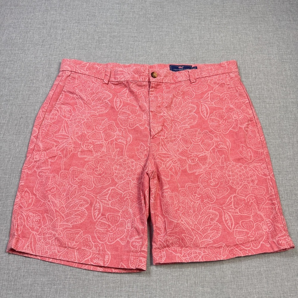 Vineyard Vines Floral Breaker Short Chino Shorts Mens 40 Pink‎ 9" Inseam